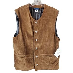 Sumac Canada Leather Suede Vest Men Large Brown 6-Button Pockets